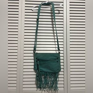 Teal Fringe Crossbody Bag